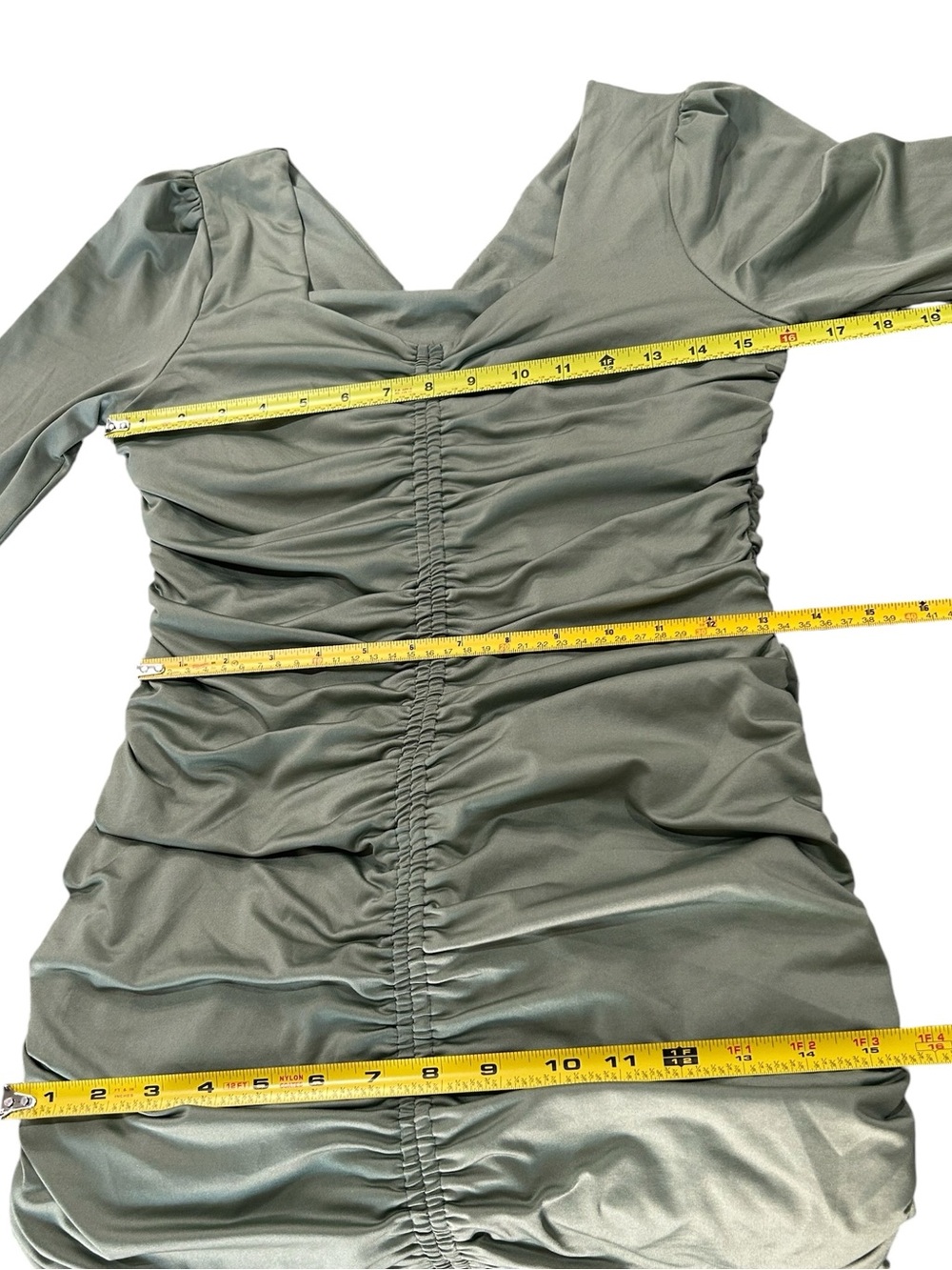 Baltic Born NWT Camden Town Midi Dress Medium in Dusty Sage Green Ruched Detail - Picture 9 of 13